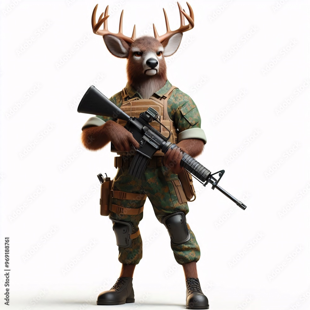 Animals in military clothes on a white background Animals in military clothes on a white background