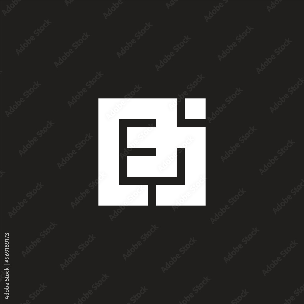 letter ej negative space square logo vector letter ej negative space square logo vector