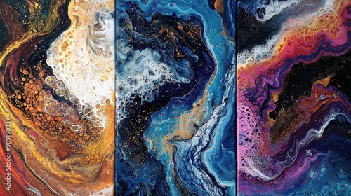 Swirling patterns of acrylic dirty pour technique