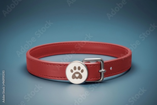 Red dog collar, pet accessory photo