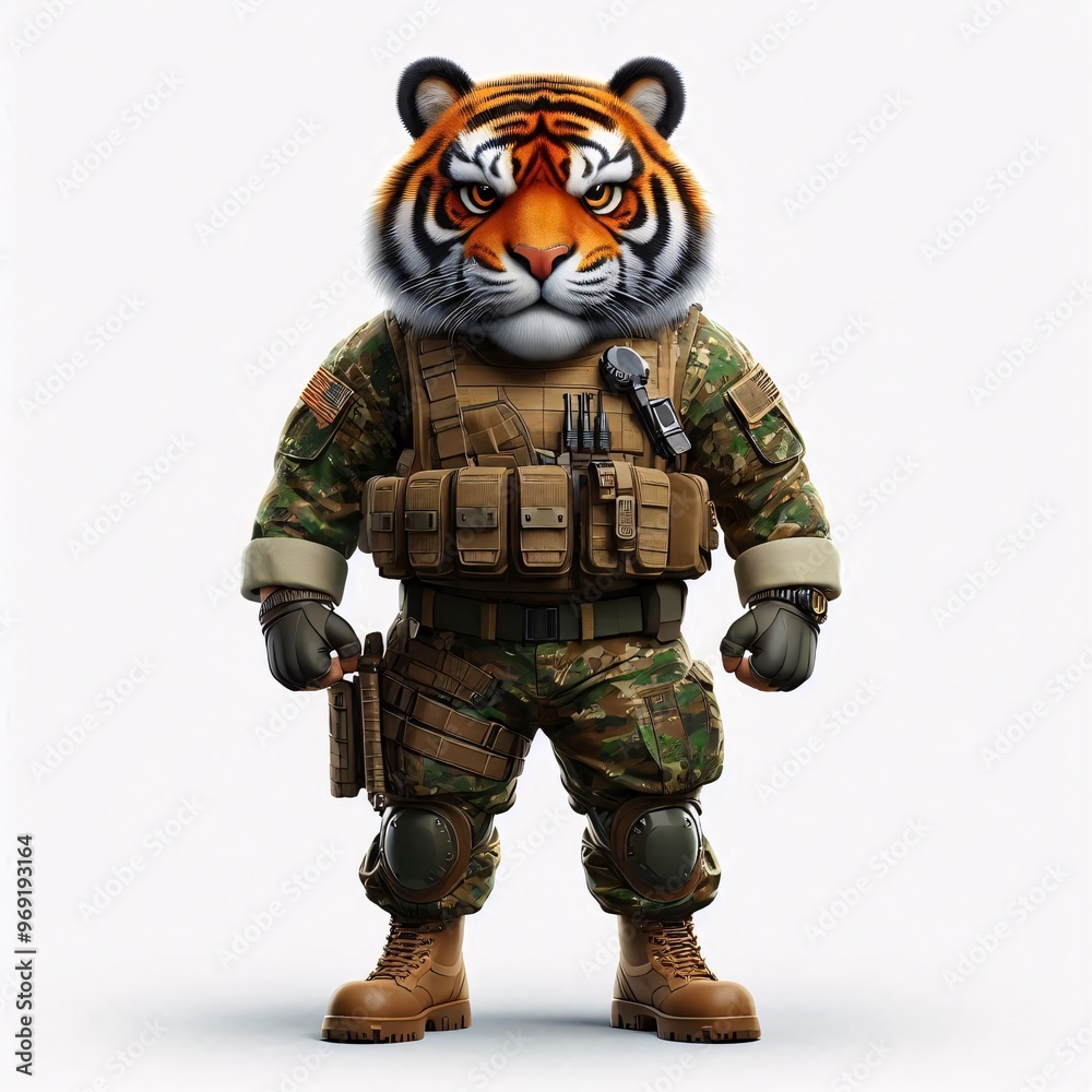 Animals in military clothes on a white background Animals in military clothes on a white background