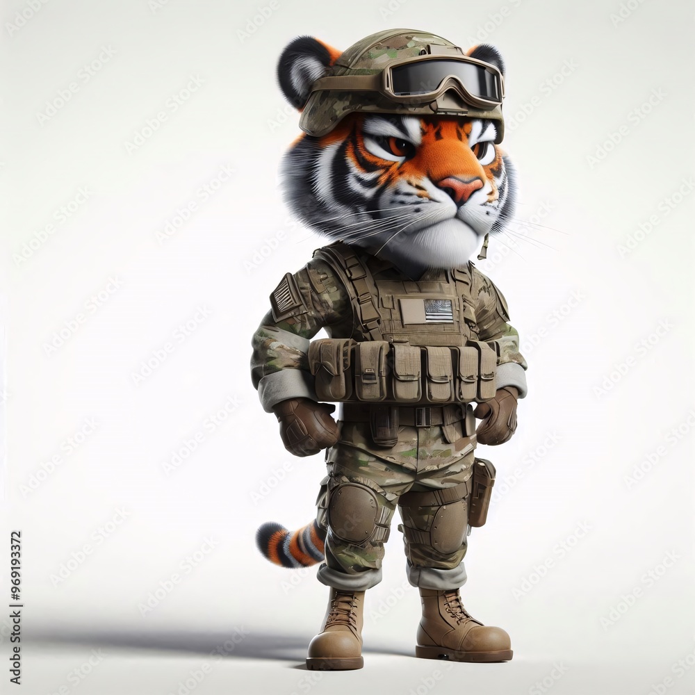 Animals in military clothes on a white background Animals in military clothes on a white background