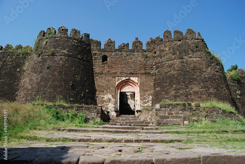 Daualatabad Fort, Aurangabad, Maharashtra, India. The fort area is sorrounded by three concentric walls (fortifications) known as kots. In the picture is gate of the third one, Kalakot.  photo