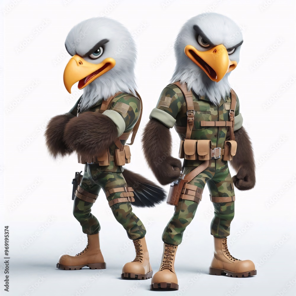 Animals in military clothes on a white background Animals in military clothes on a white background