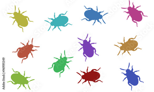 set of beetle bugs pattern