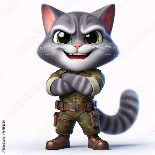 Animals in military clothes on a white background photo