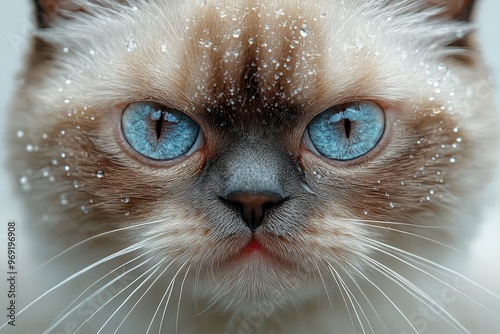 feline attitude closeup of grumpy cat face expressive eyes crisp white background humorous characterfilled portrait highly detailed fur texture photo