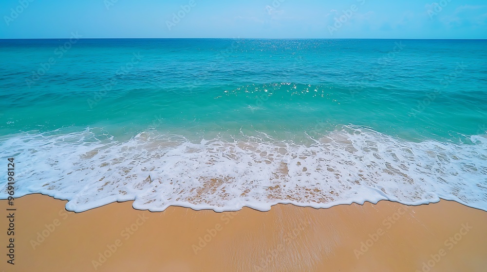 Waves crash on a sandy tropical beach, the coastline alive with the ocean�s rhythm. Waves crash on a sandy tropical beach, the coastline alive with the ocean�s rhythm.