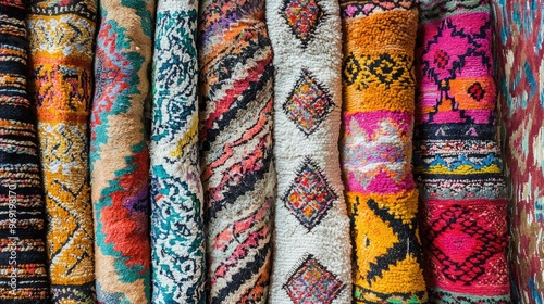 Vibrant Berber kilim rug patterns from Morocco