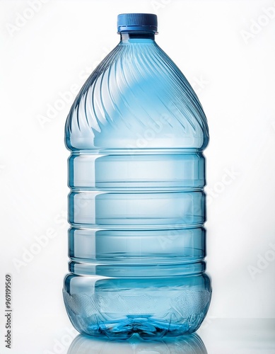 big bottle transparent plastic, clipping path, disposable container on white background isolated, Five liters, 5 