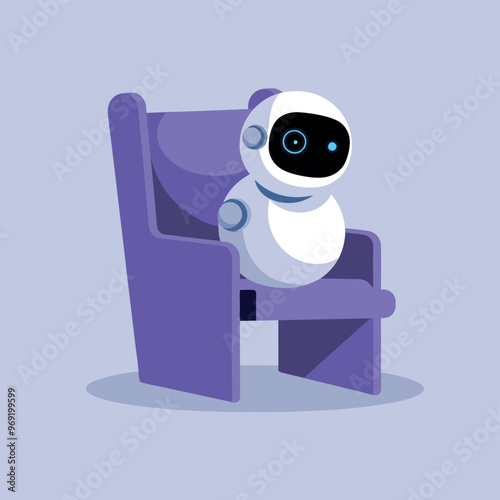 robot on the cozy chair, vector illustration