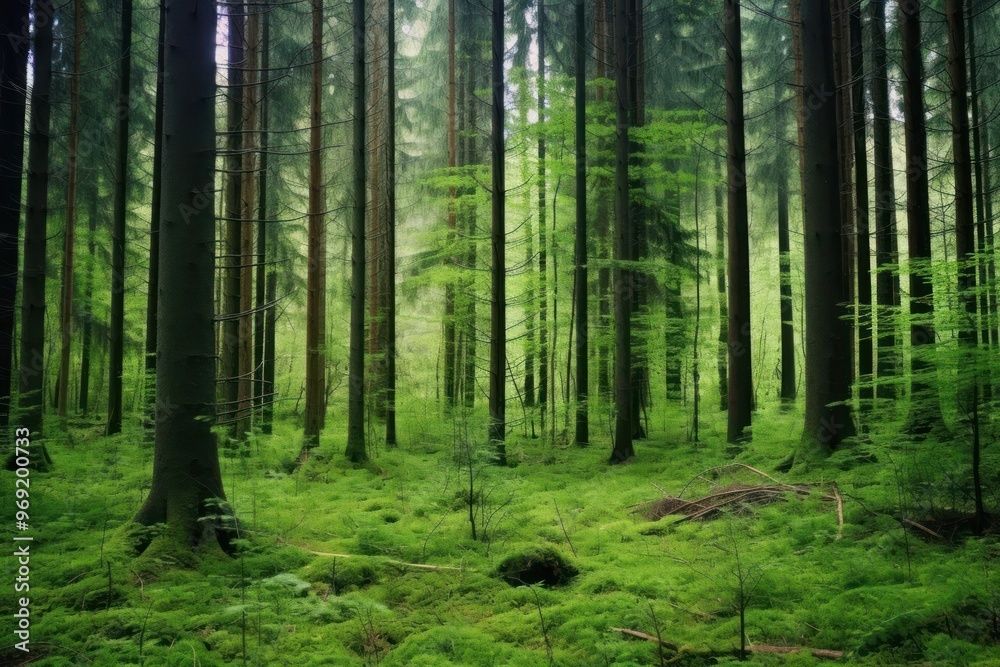 Forest with tall green trees nature vegetation wilderness. Forest with tall green trees nature vegetation wilderness.
