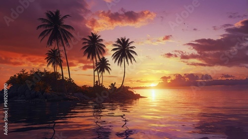 radiant sunset: a symphony of colors in nature's tranquility