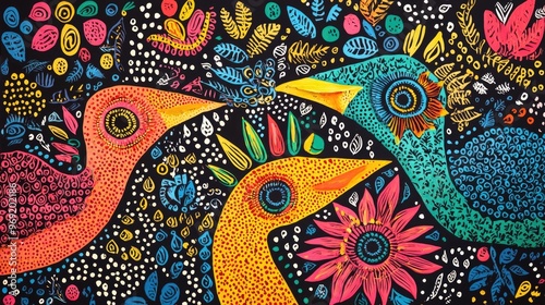 Vibrant Gond tribal art patterns from India