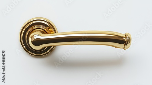 Elegant Gold Door Handle on Minimalistic White Background