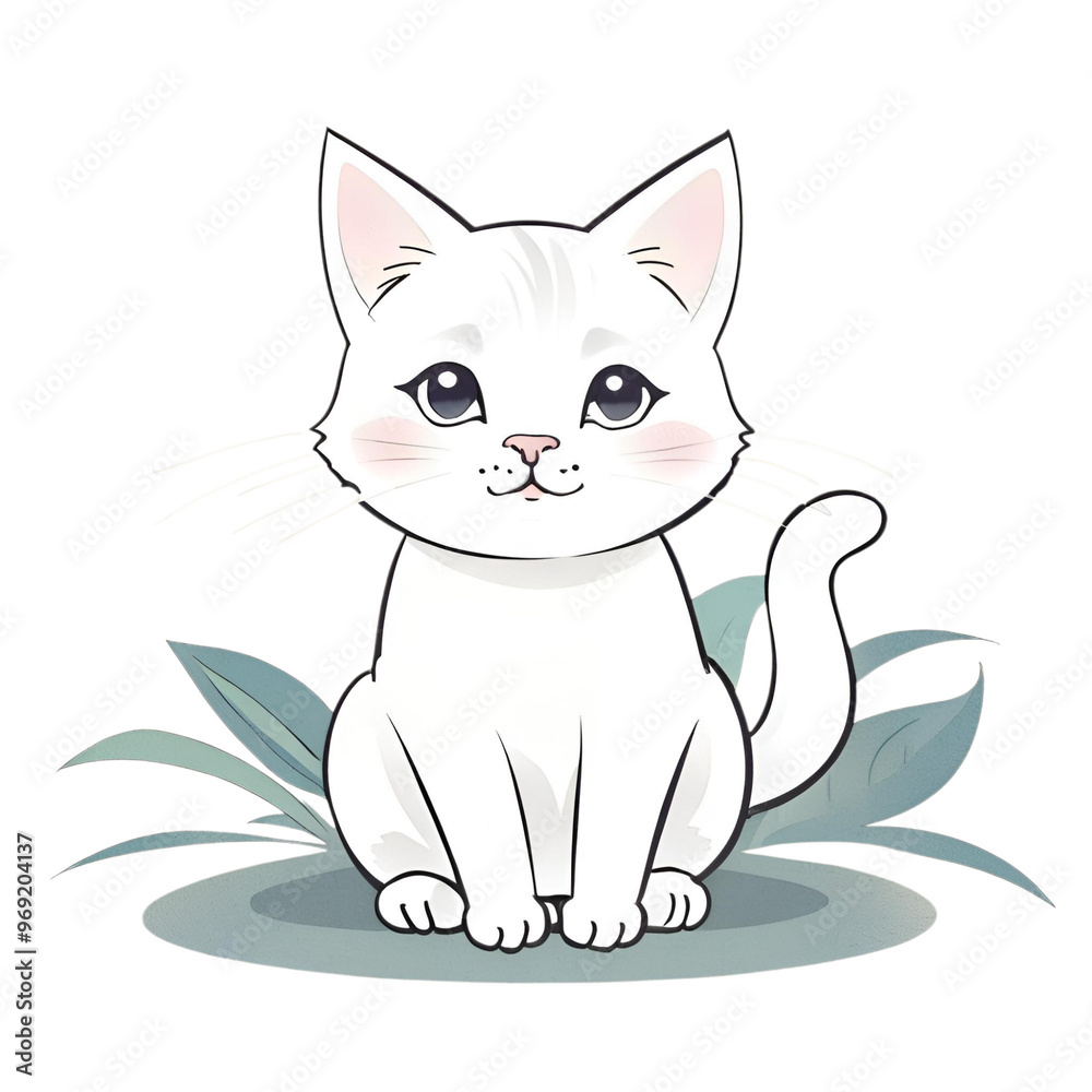 Fototapeta premium Cute white cat