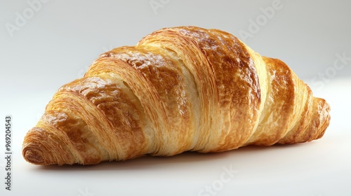 Golden Croissant on White Background