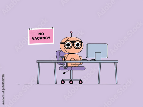 robot vector illustration, no vacancy