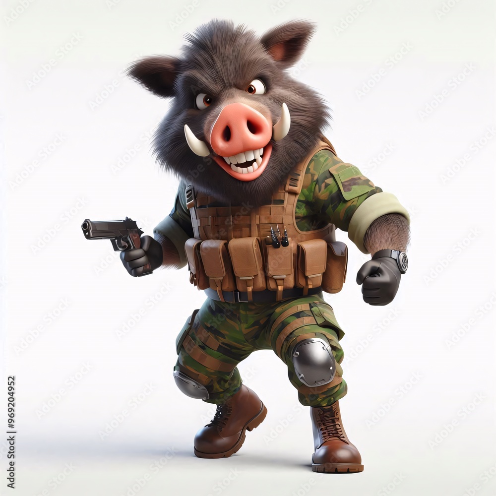 Animals in military clothes on a white background
Animals in military clothes on a white background
