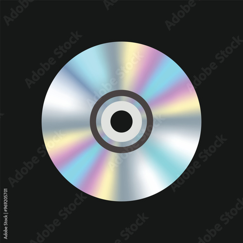 CD flat vector illustration isolated on dark background