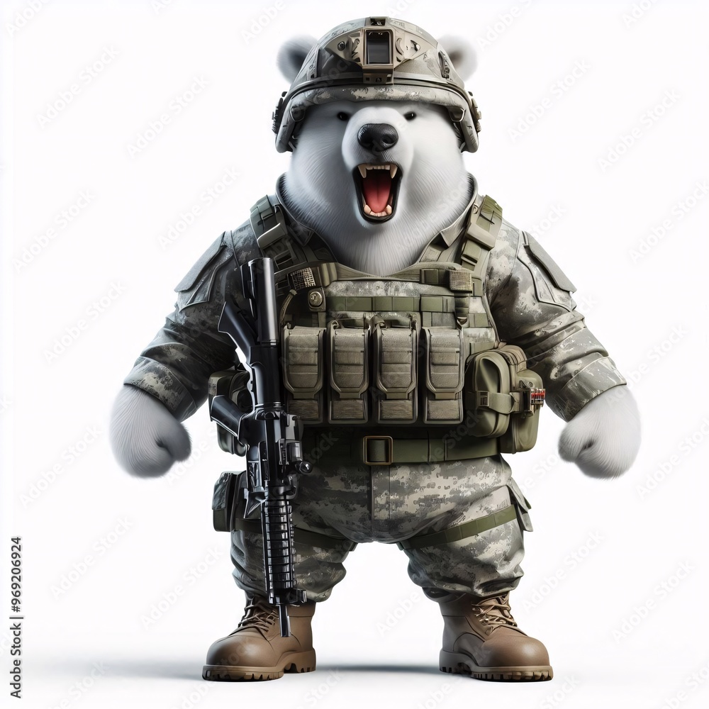 Animals in military clothes on a white background
Animals in military clothes on a white background