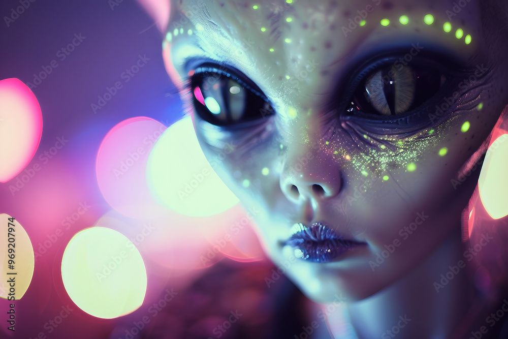 UFO space visitor alien on Earth living human life with everyday routine staff, Generative AI UFO space visitor alien on Earth living human life with everyday routine staff, Generative AI