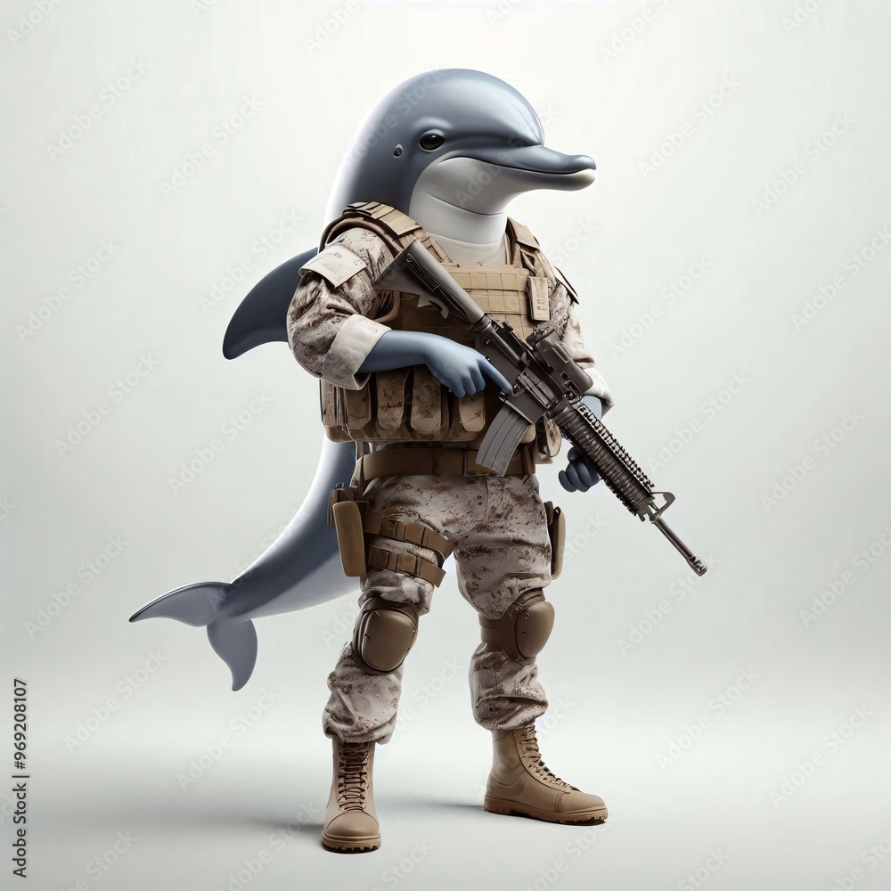 Animals in military clothes on a white background
Animals in military clothes on a white background