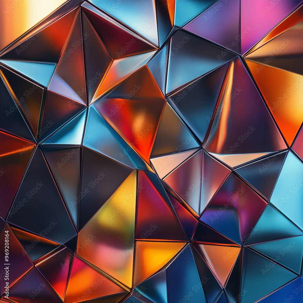 A colorful abstract design made of triangles and squares. The colors are bright and bold, creating a sense of energy and movement. The design is made up of many small pieces. Overall A colorful abstract design made of triangles and squares. The colors are bright and bold, creating a sense of energy and movement. The design is made up of many small pieces. Overall