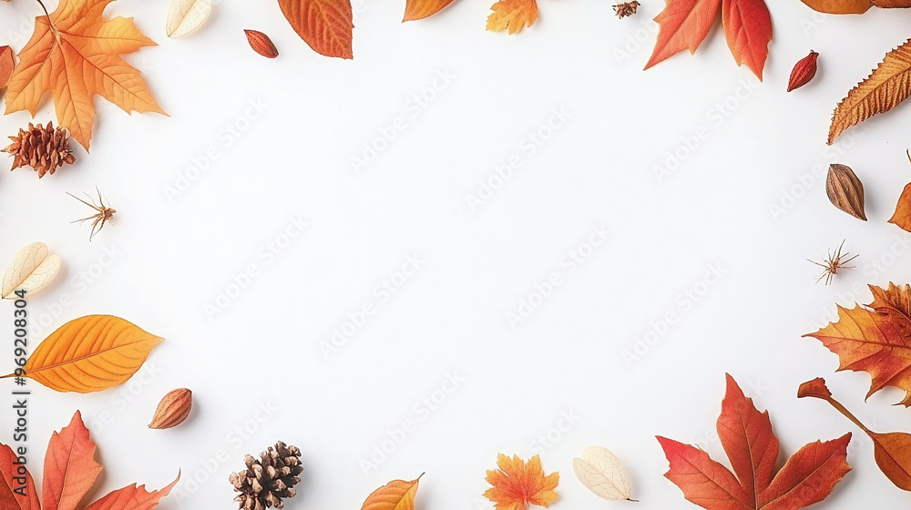 Overhead autumn frame border. With space in the middle. Overhead autumn frame border. With space in the middle.