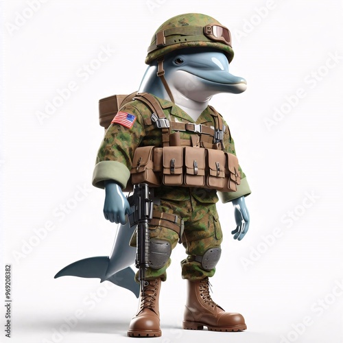 Animals in military clothes on a white background
 photo