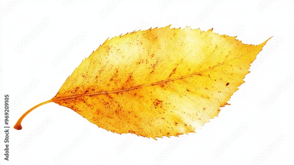 Naklejka premium Yellow Autumn Leaf Isolated on White Background