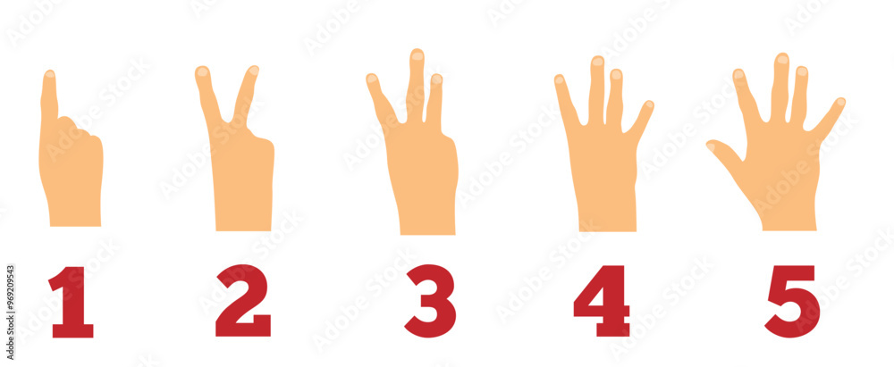 Hand Fingers Counting to Five. Human hand count to five vector Hand Fingers Counting to Five. Human hand count to five vector