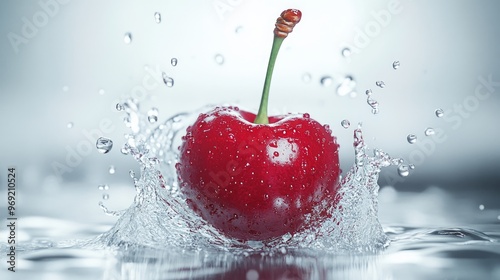 Water Splash and Red Cherry