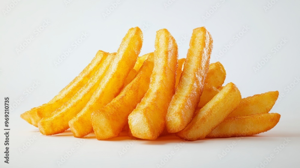 Golden-Brown French Fries on White Background Golden-Brown French Fries on White Background