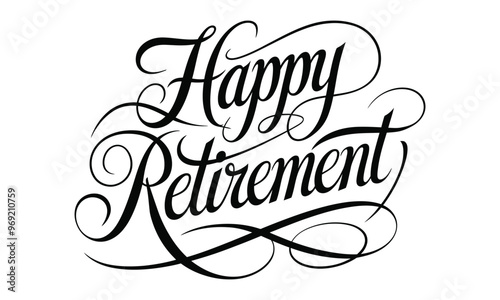 Happy Retirement Typography Vector Design - Minimalistic Lettering Artwork