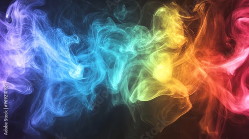 Abstract colorful smoke on a dark background.