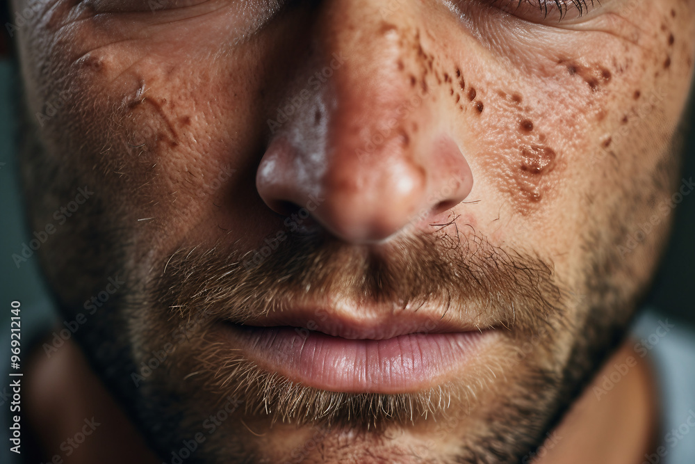 Close up portrait of a face with skin issues acne wrinkles and imperfections generative AI Close up portrait of a face with skin issues acne wrinkles and imperfections generative AI