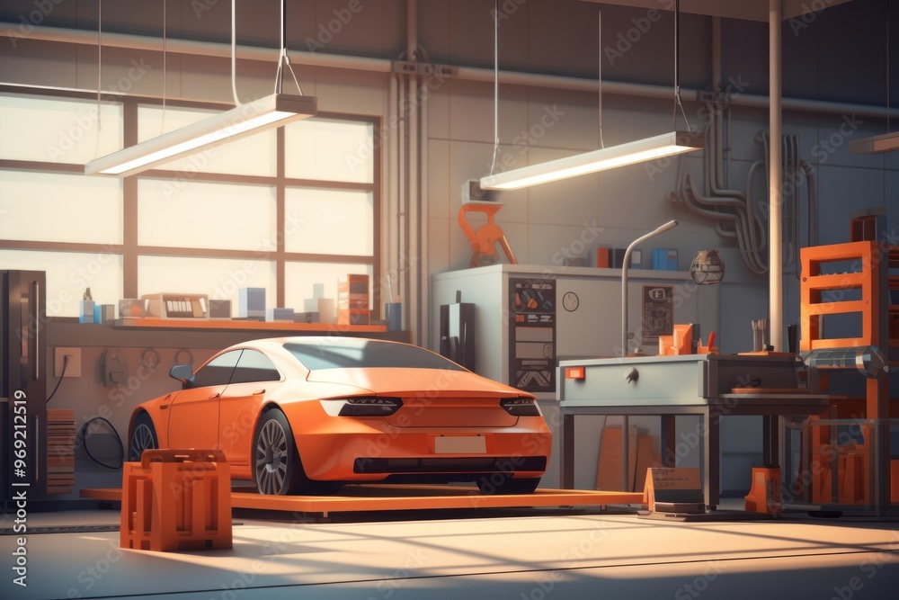Obraz premium Car architecture vehicle factory.
