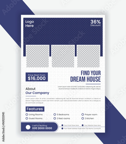 One-page real estate flyer template for selling home property