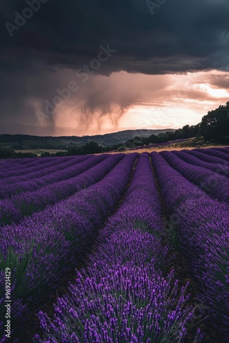 A Colorful Lavender Field During the Morning photo