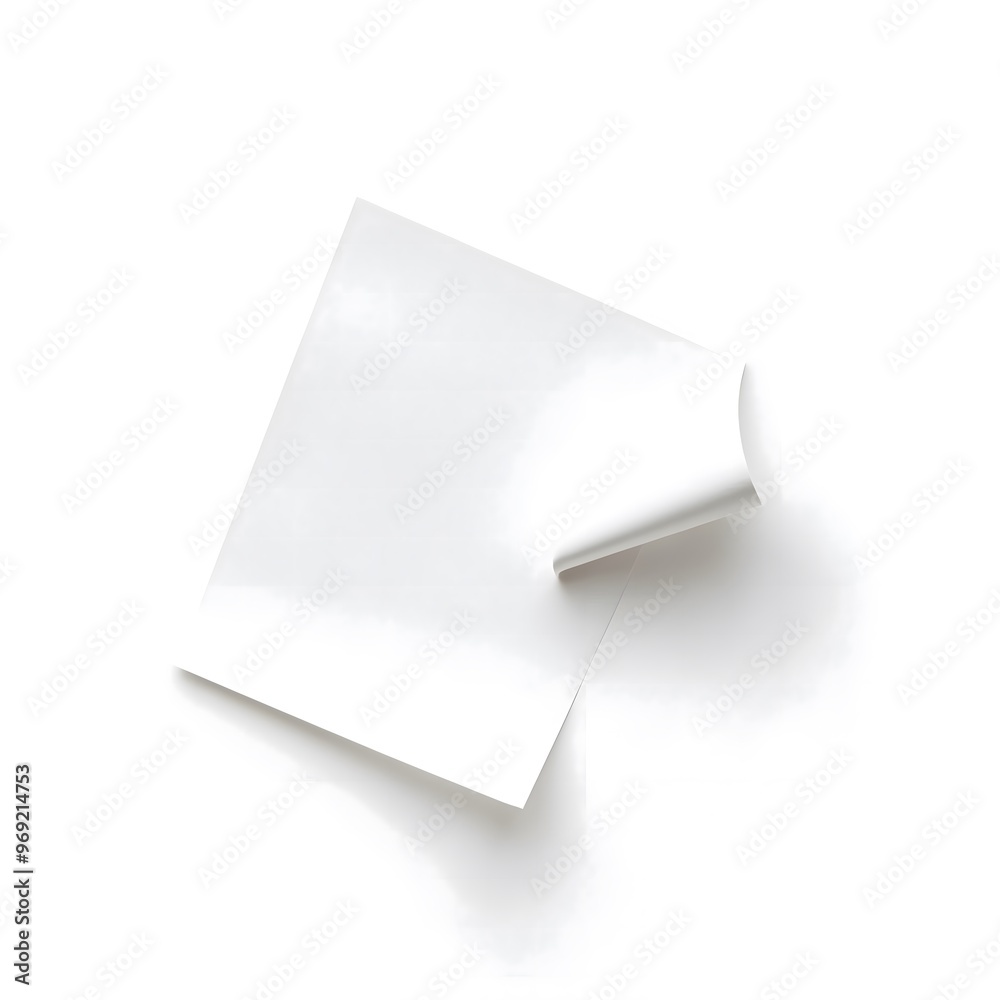 A curled white sheet of paper on a white background. A curled white sheet of paper on a white background.
