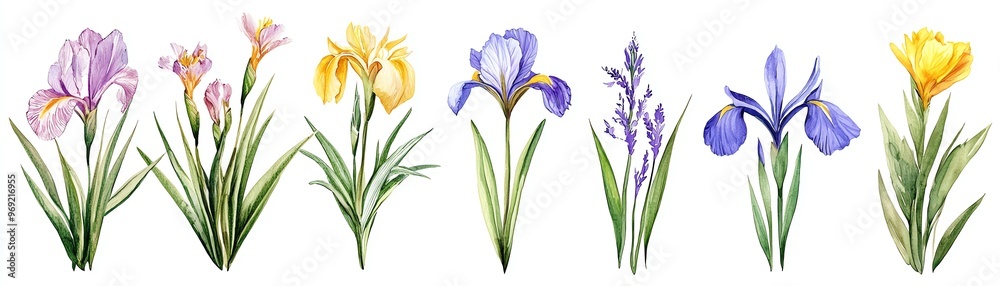 A beautiful collection of colorful irises showcasing vibrant blooms and delicate leaves, perfect for nature and floral enthusiasts. A beautiful collection of colorful irises showcasing vibrant blooms and delicate leaves, perfect for nature and floral enthusiasts.