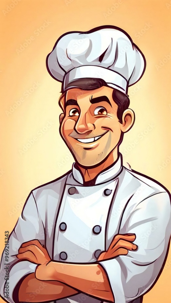 Chef boy cooking vegetables in a pan. Vector illustration of a cartoon character. Chef boy cooking vegetables in a pan. Vector illustration of a cartoon character.