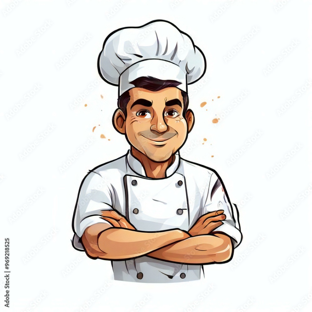 Chef boy cooking vegetables in a pan. Vector illustration of a cartoon character. Chef boy cooking vegetables in a pan. Vector illustration of a cartoon character.