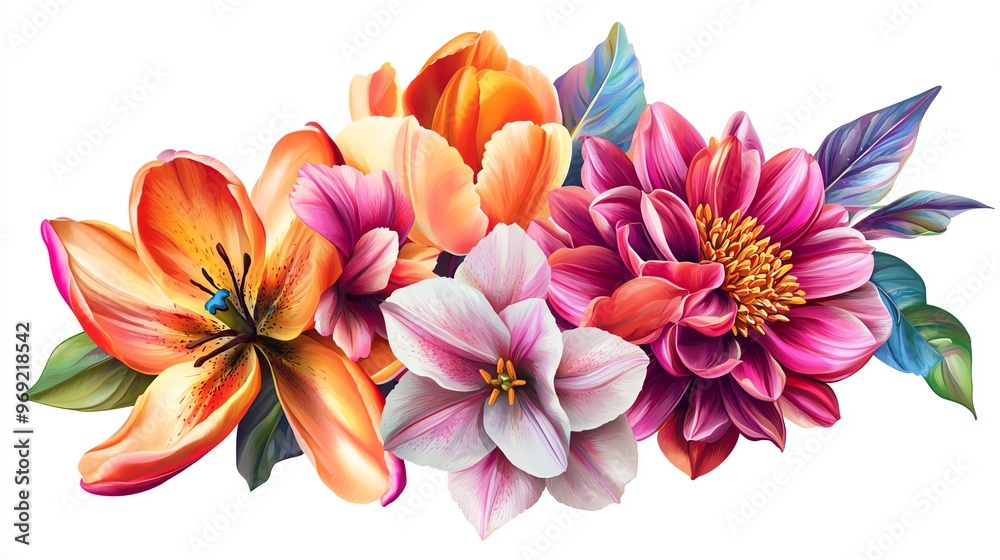 A vibrant arrangement of colorful flowers showcasing nature's beauty and elegance for design and decoration. A vibrant arrangement of colorful flowers showcasing nature's beauty and elegance for design and decoration.