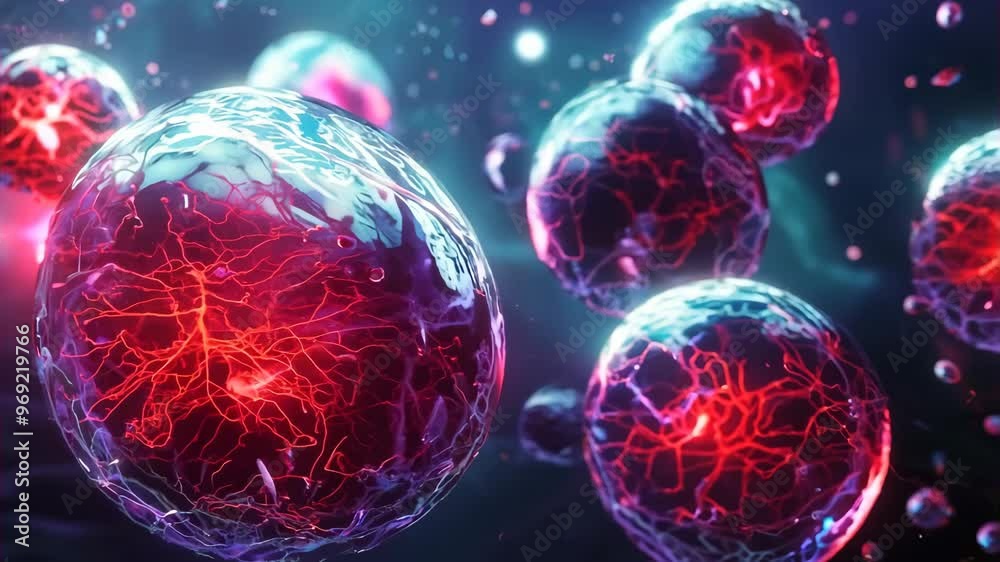 Scientific Animation: Close-Up of Red Cells in Motion with Vivid Lighting