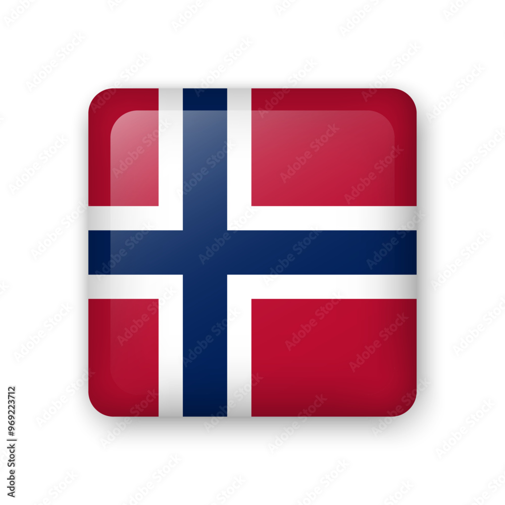 Norway flag glass icon. Square vector element with shadow. Best for mobile apps, UI and web design. Norway flag glass icon. Square vector element with shadow. Best for mobile apps, UI and web design.