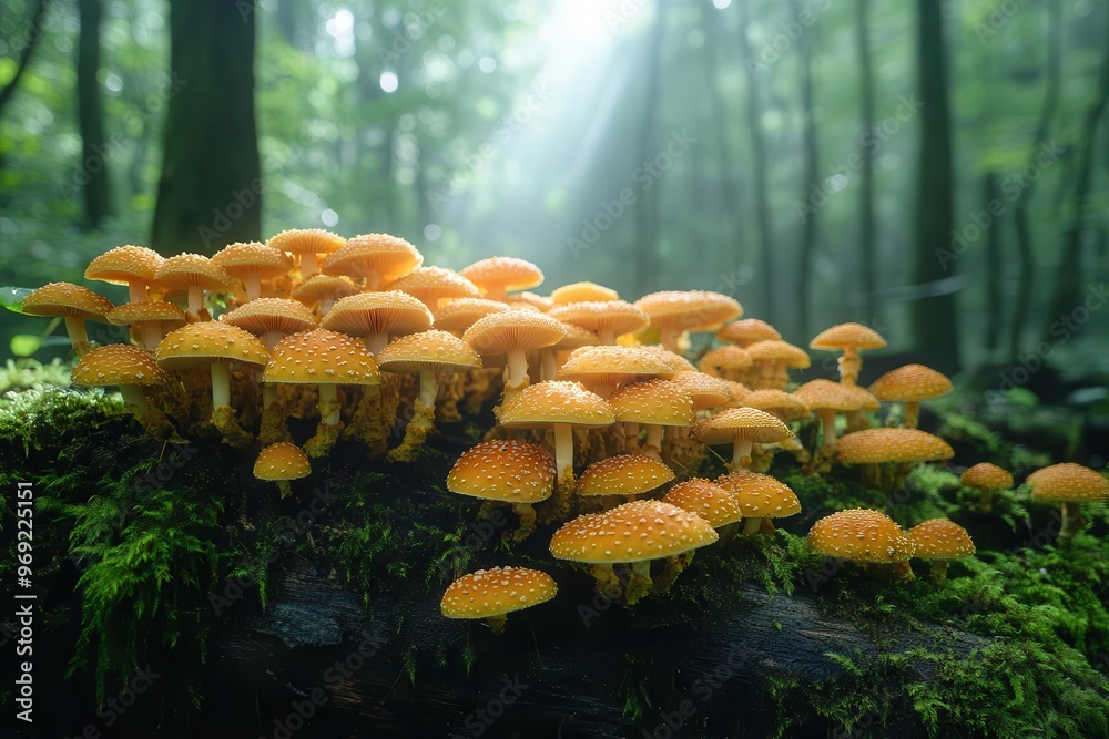 lush forest floor alive with detail dappled sunlight filtering through canopy mosscovered logs and vibrant fungi create natural podium earthy color palette perfect for product showcase lush forest floor alive with detail dappled sunlight filtering through canopy mosscovered logs and vibrant fungi create natural podium earthy color palette perfect for product showcase