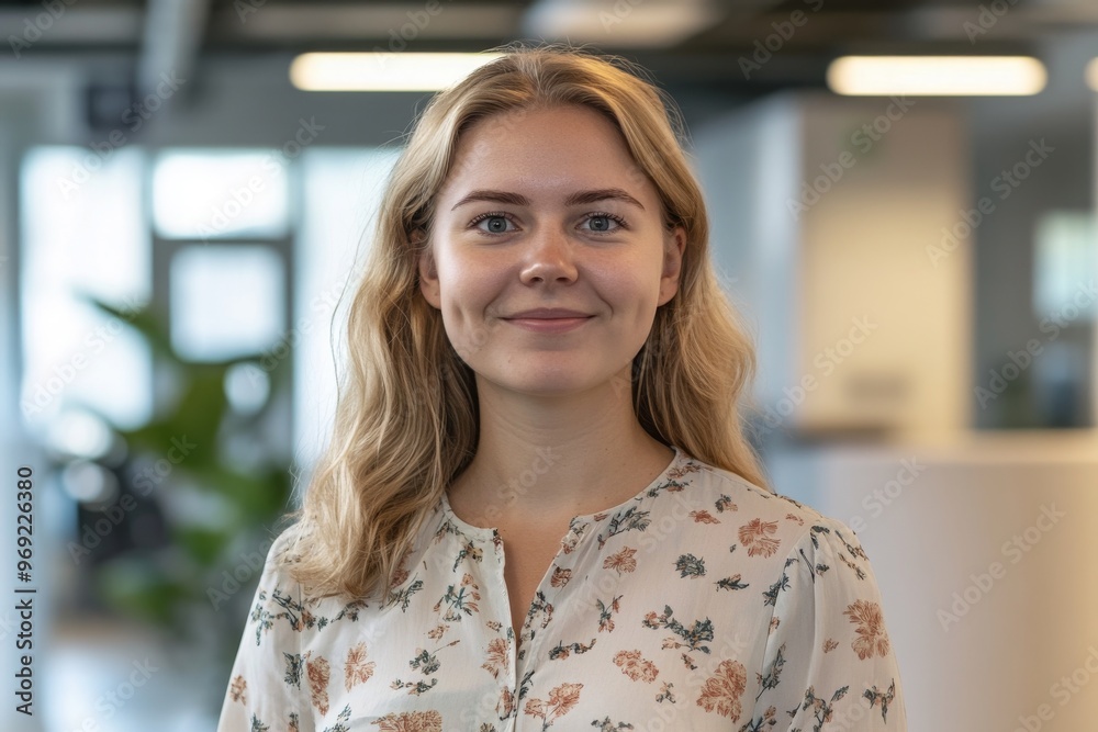 Smiling Woman in an Office Setting