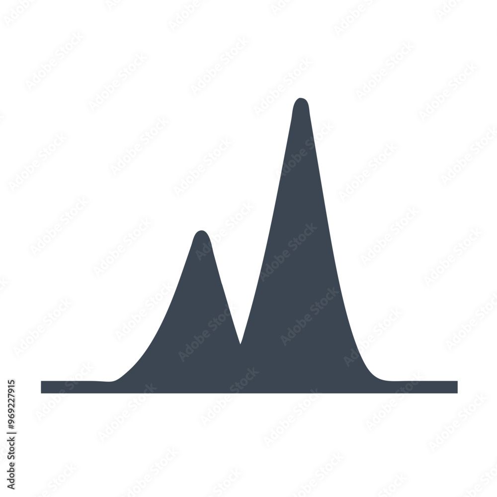 Fototapeta premium Data distribution curve silhouette, minimalist black and white design, statistics and analytics symbol with copy space